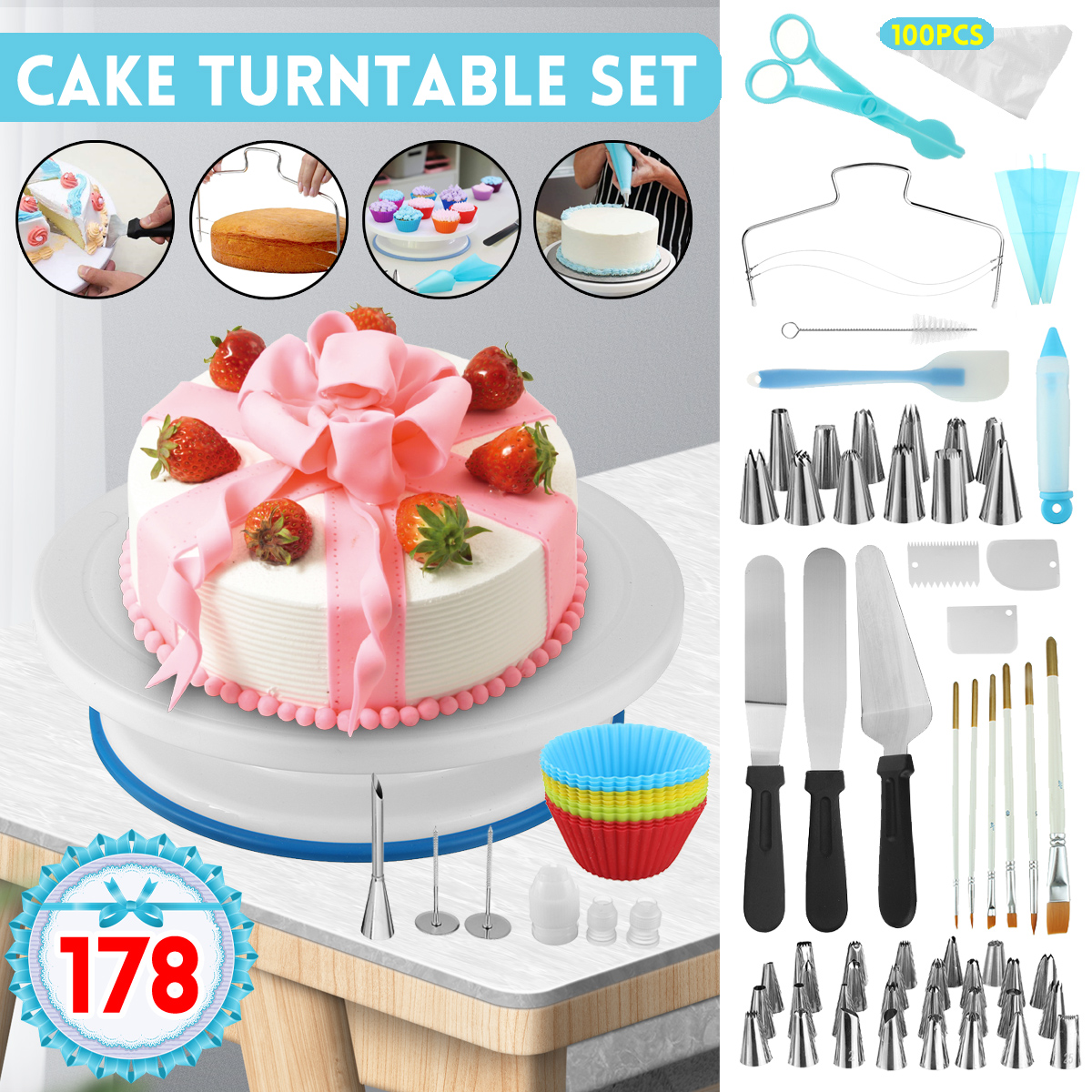 178pcs-Cake-Decorating-Tool-Kit-Baking-Fondant-Supply-Turntable-Bag-Tip-Spatula-1837558-1