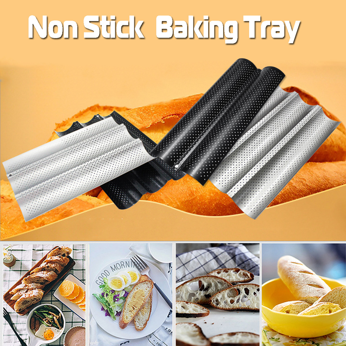 23-Grooves-Alloy-Non-Stick-French-Bread-Baking-Tray-Baguette-Pan-Tin-Tray-Bakeware-Mold-1393436-1