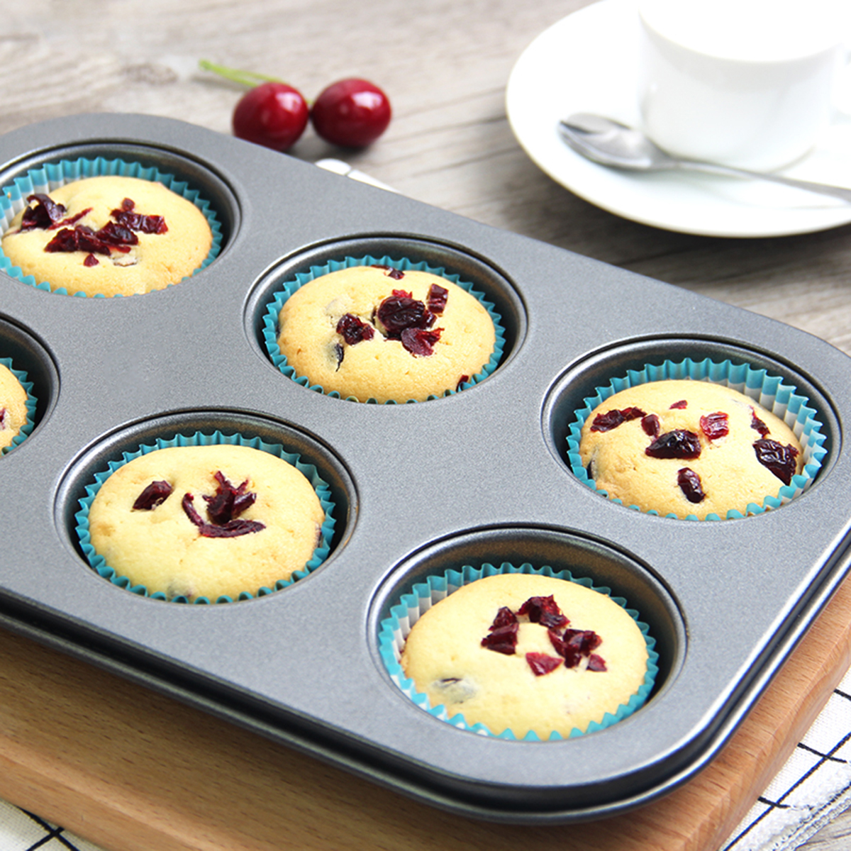 6pc-Muffin-Pan-Baking-Cooking-Tray-Mould-Round-Bake-Cup-Cake-GoldBlack-1502152-2