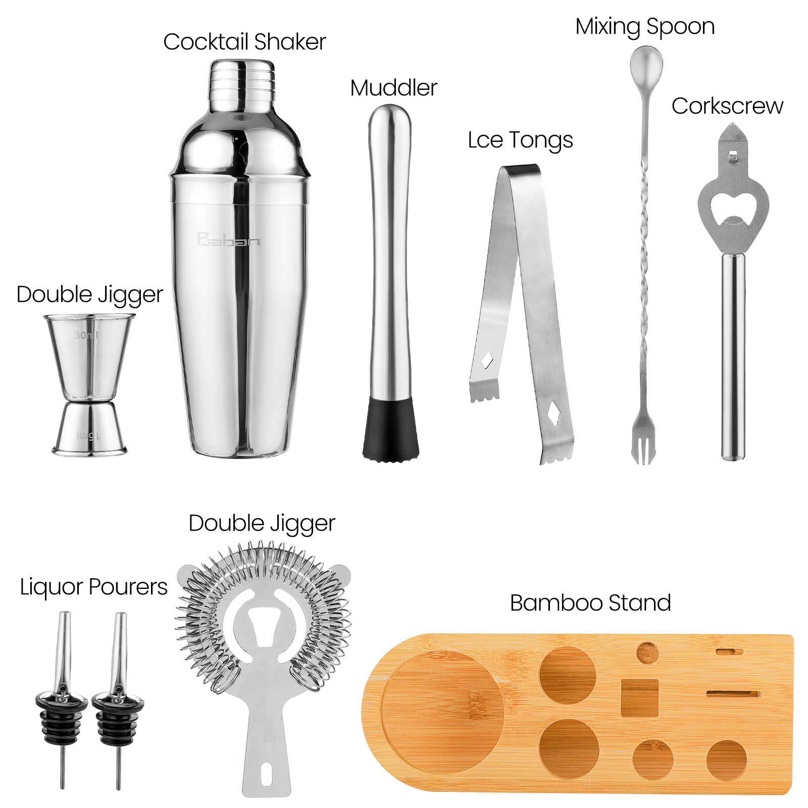 10PCS-Bartender-Kit-with-Stand-Cocktail-Shaker-Set-Bar-with-Stylish-Bamboo-Stand-Perfect-Home-Bar-To-1950723-5