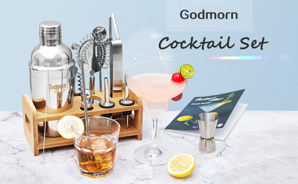 Cocktail-Set-Godmorn-Stainless-Steel-Cocktail-Shaker-Set-14-Piece-with-Better-Bamboo-Stand-1304971-1