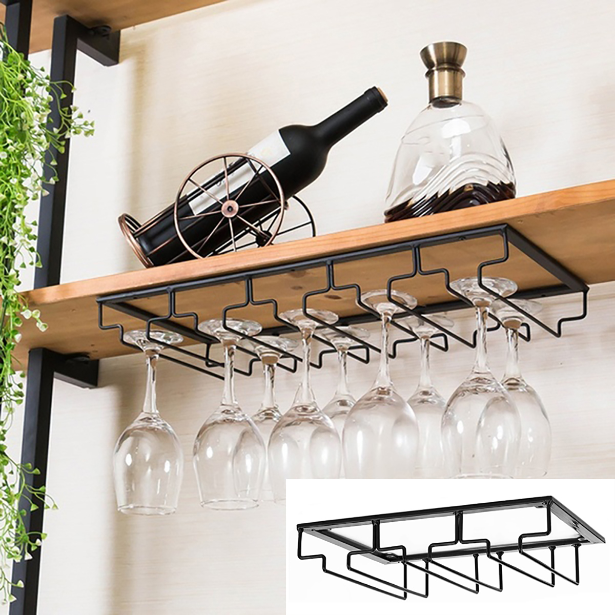 Wall-Mount-Glass-Rack-Holder-Hanging-Under-Cabinet-Hanger-Iron-Shelf-4-Type-1640341-10
