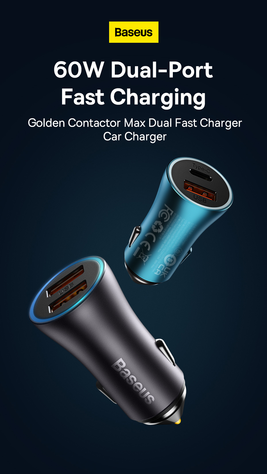 Baseus-60W-2-Port-USB-C-PD-Car-Charger-Dual-30W-QC30-PD30-Support-AFC-FCP-SCP-Fast-Charging-Metal-Ad-1938544-1