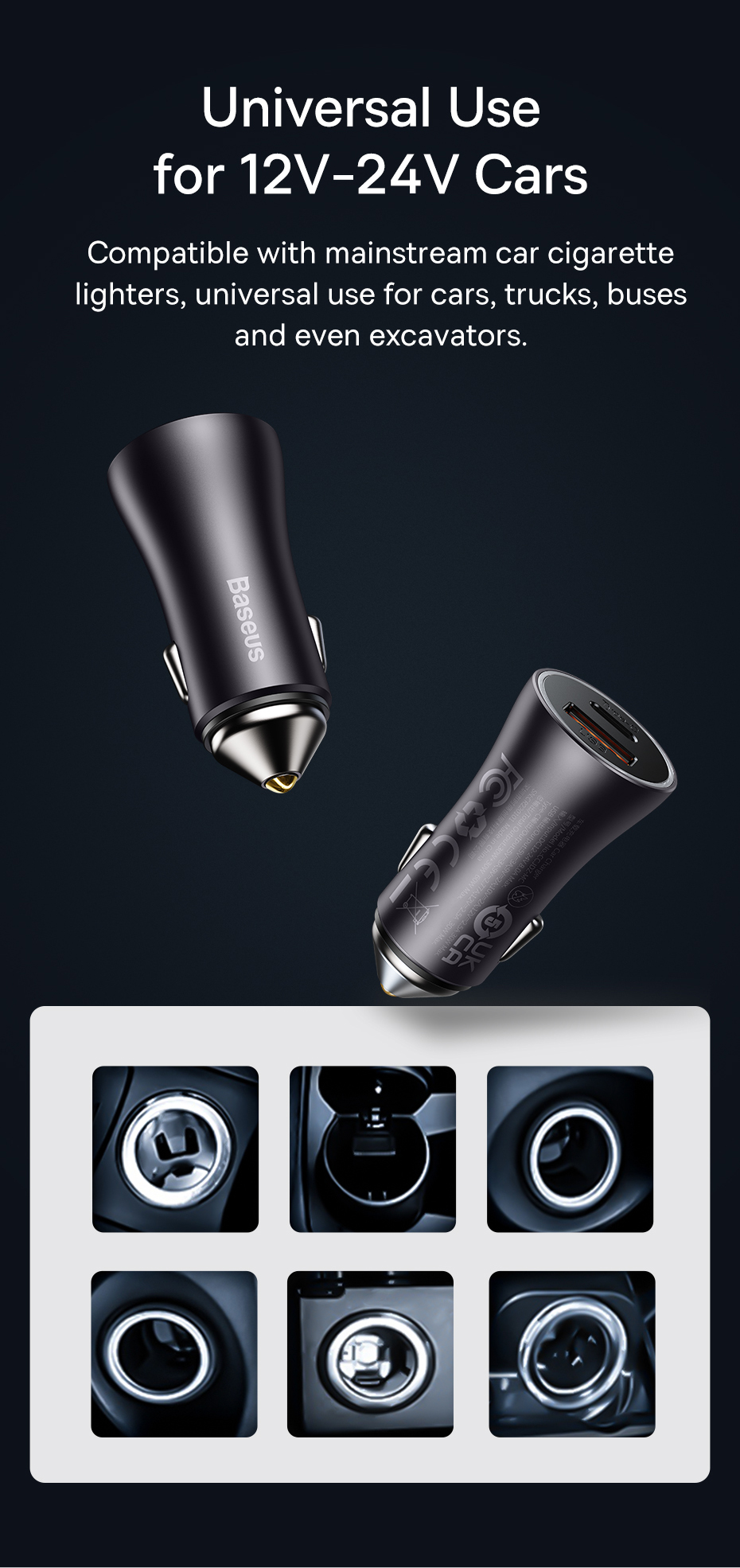 Baseus-60W-2-Port-USB-C-PD-Car-Charger-Dual-30W-QC30-PD30-Support-AFC-FCP-SCP-Fast-Charging-Metal-Ad-1938544-12