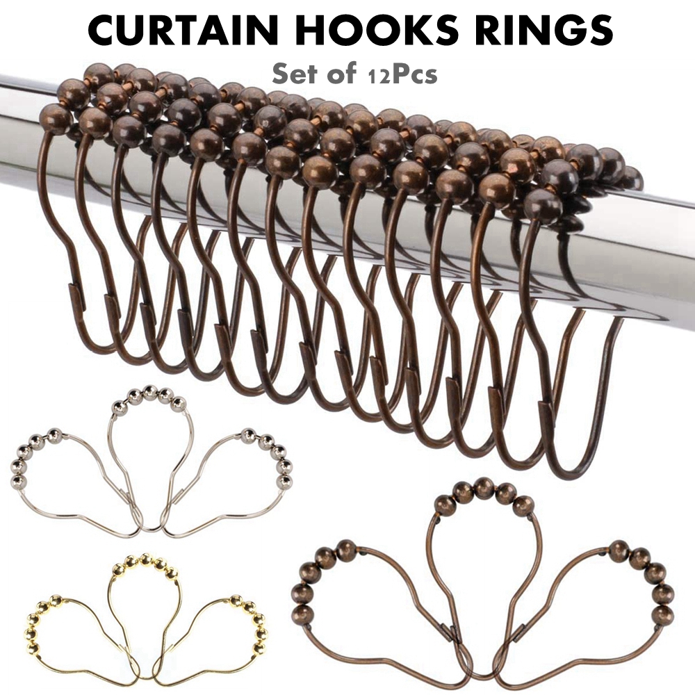 12Pcs-Stainless-Steel-Shower-Curtain-Hooks-Rings-Rods-For-Bathroom-1709452-1