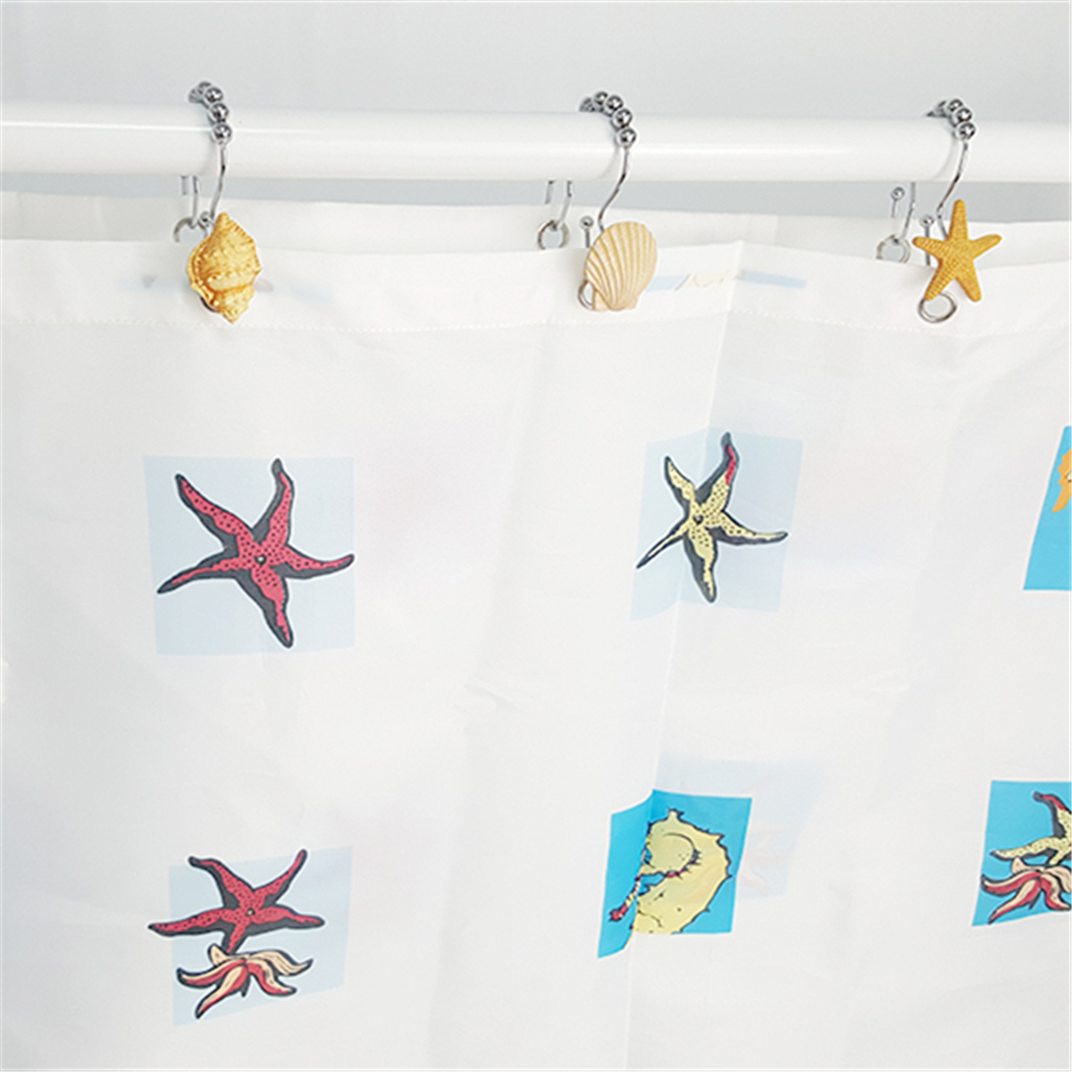 12PcsSet-Resin-Decorative-Seashell-Shower-Curtain-Stainless-Steel-Hook-Bathroom-1468189-8