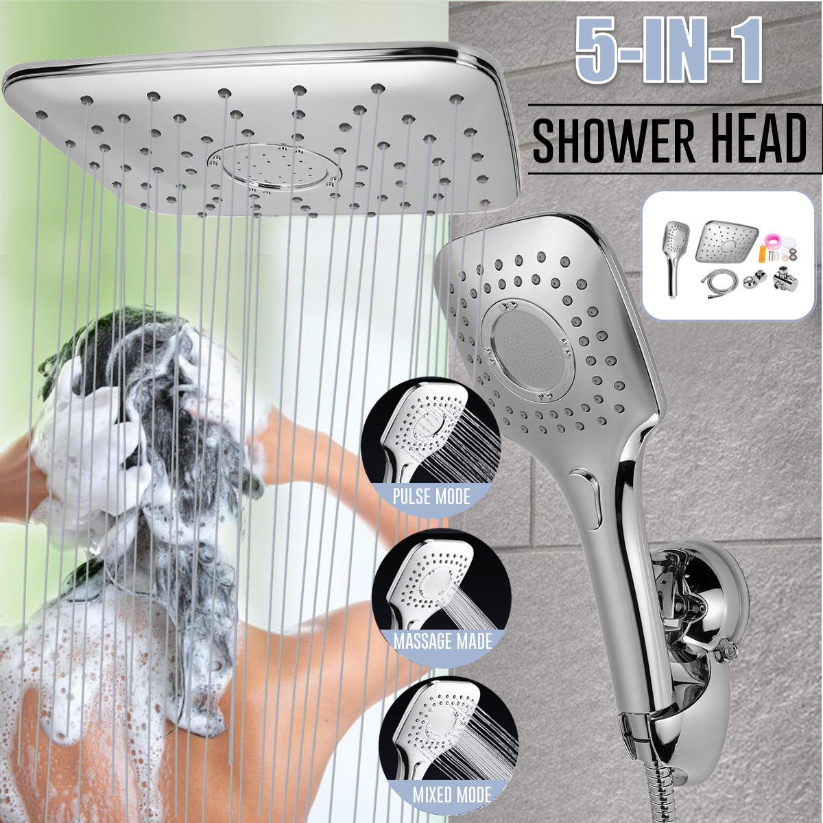 5-in-1-Rainfall-Handheld-Shower-Head-Combo-3-Level-Adjustable-Dual-Square-Hose-1825049-1