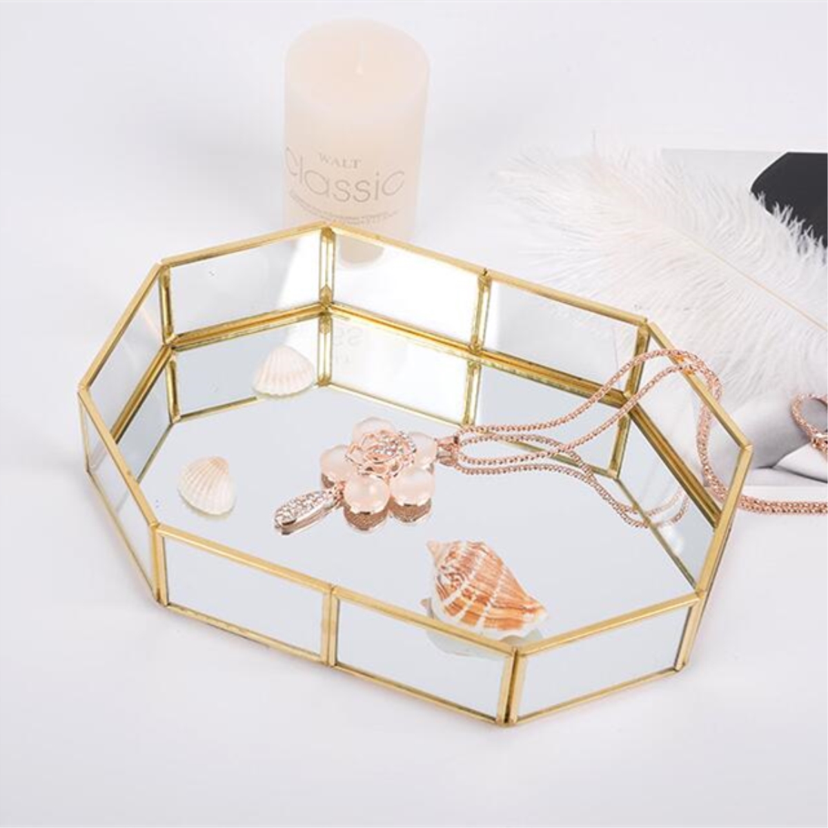 2-Size-Mirror-Glass-Tray-Octagon-Cosmetic-Makeup-Desktop-Organizer-Jewelry-Display-Stand-Holder-1382768-3
