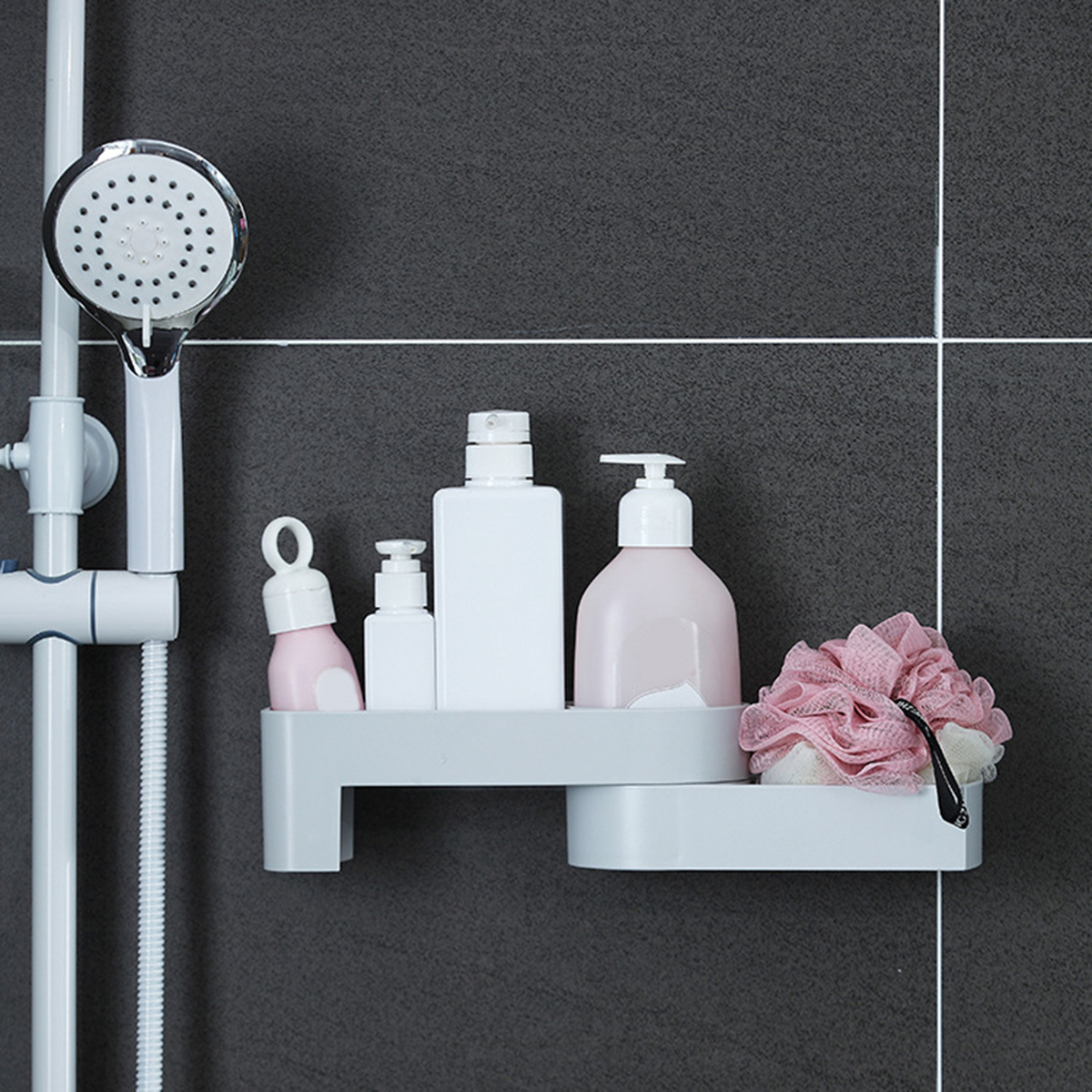 Bakeey-Non-perforated-Rotatable-Bathroom-Organizer-Wall-Mounted-Kitchen-Storage-Shelf-Shower-Shampoo-1659401-7