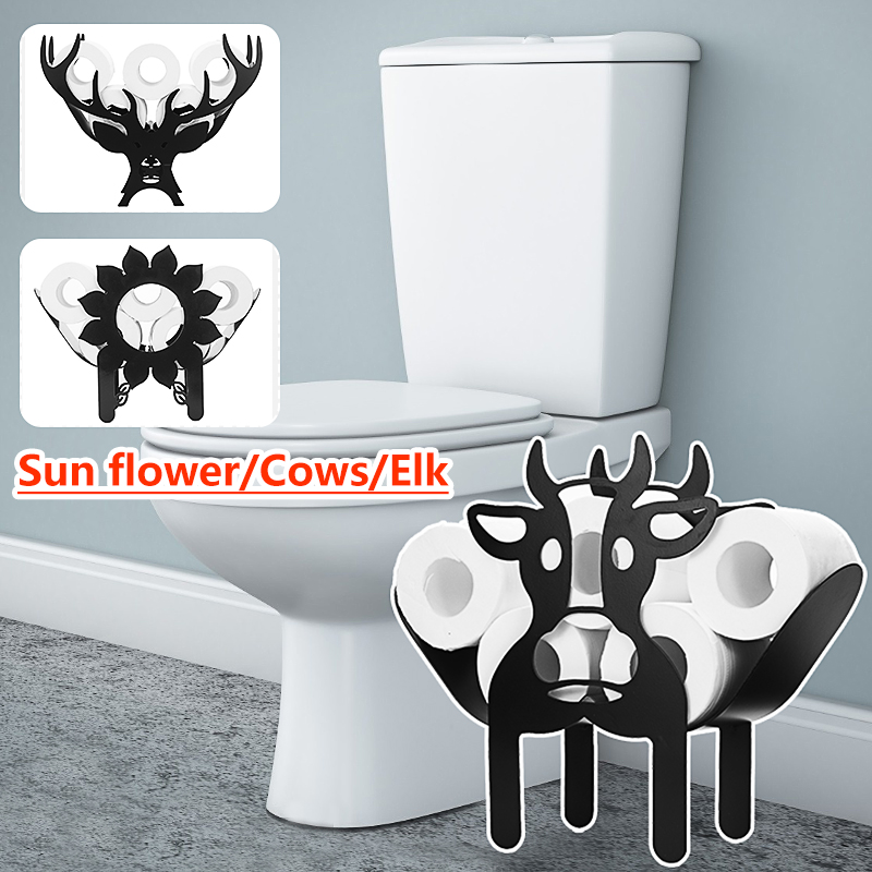 Black-Cow-Elk-Sun-Flower-Toilet-Roll-Holder-Paper-Bathroom-Free-Standing-Storage-1785596-1
