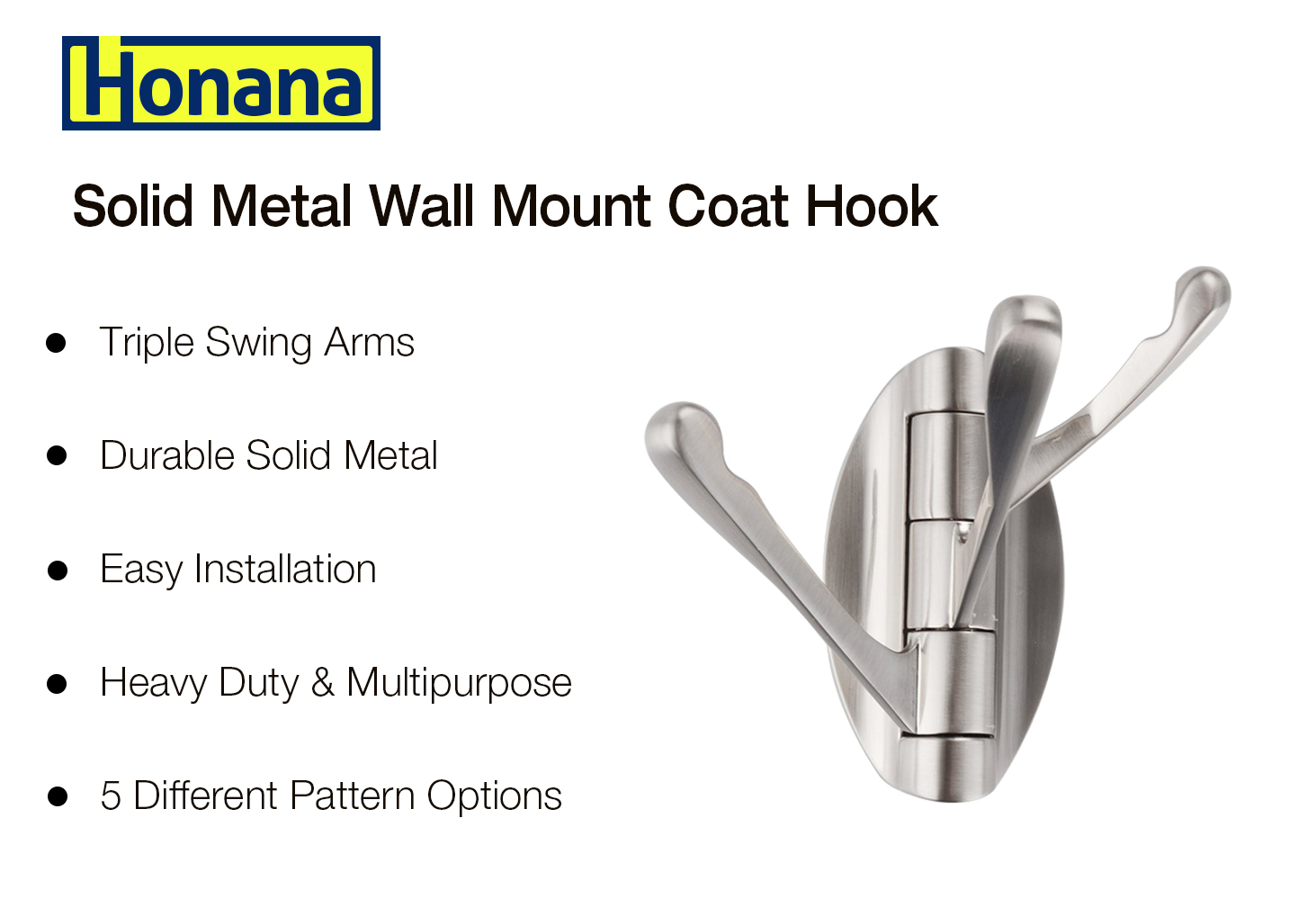 Honana-Multipurpose-Heavy-Duty-Solid-MetaWall-Mount-Triple-Swing-Arms-Hanging-Home-Hooks-1275495-1