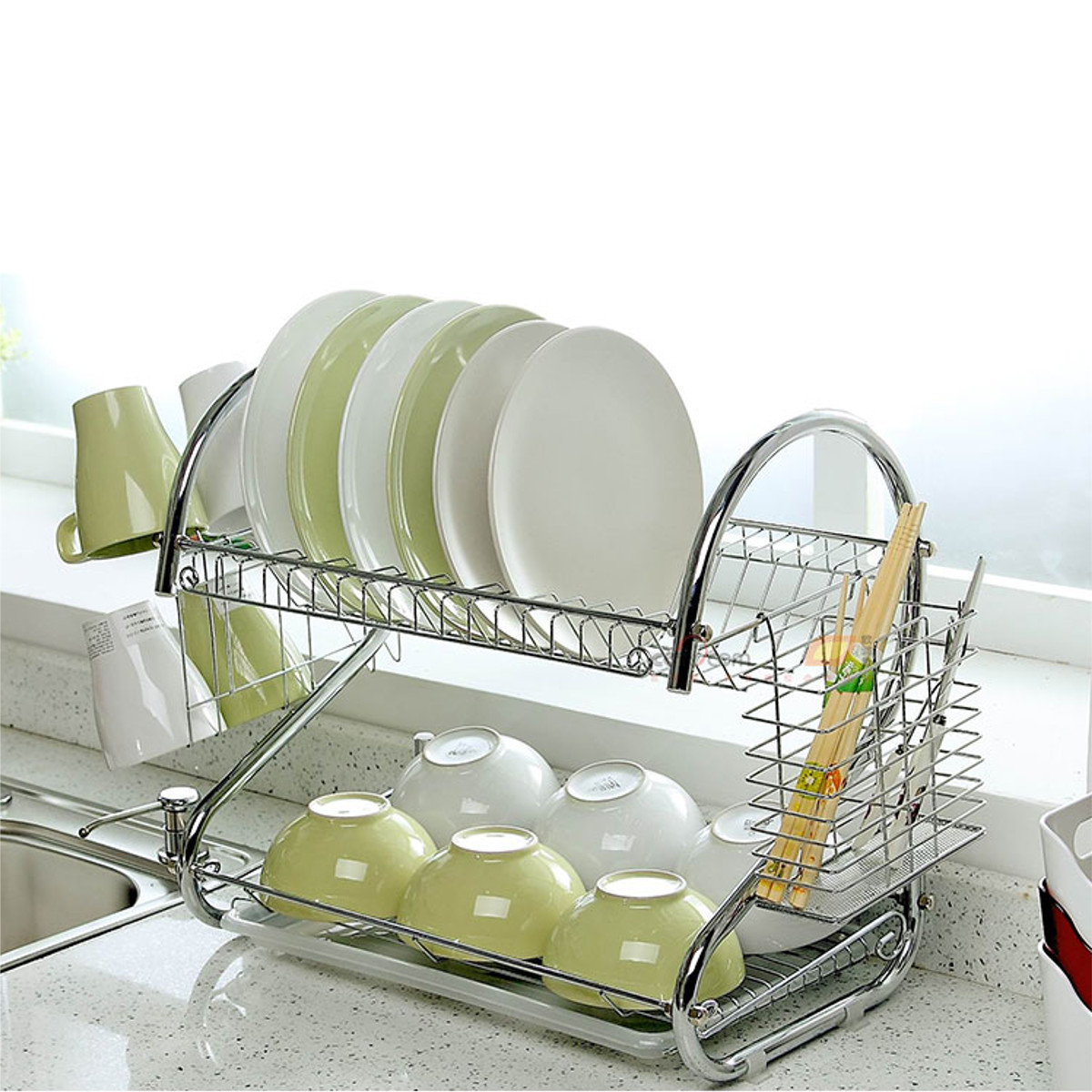 Multifunction-2-Tier-Kitchen-Dish-Cutlery-Drainer-Rack-Drip-Tray-Plate-Holder-Drain-Shelf-1421916-5