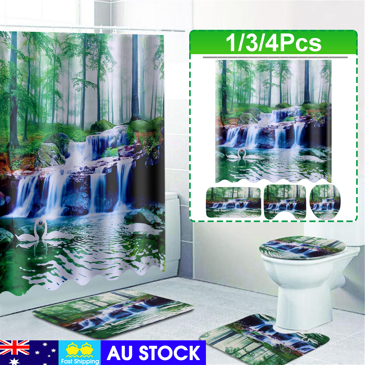 134Pcs-Shower-Curtain-Bath-Mat-Toilet-Lid-Bath-Carpet-Bath-Rugs-Carpet-1806582-1