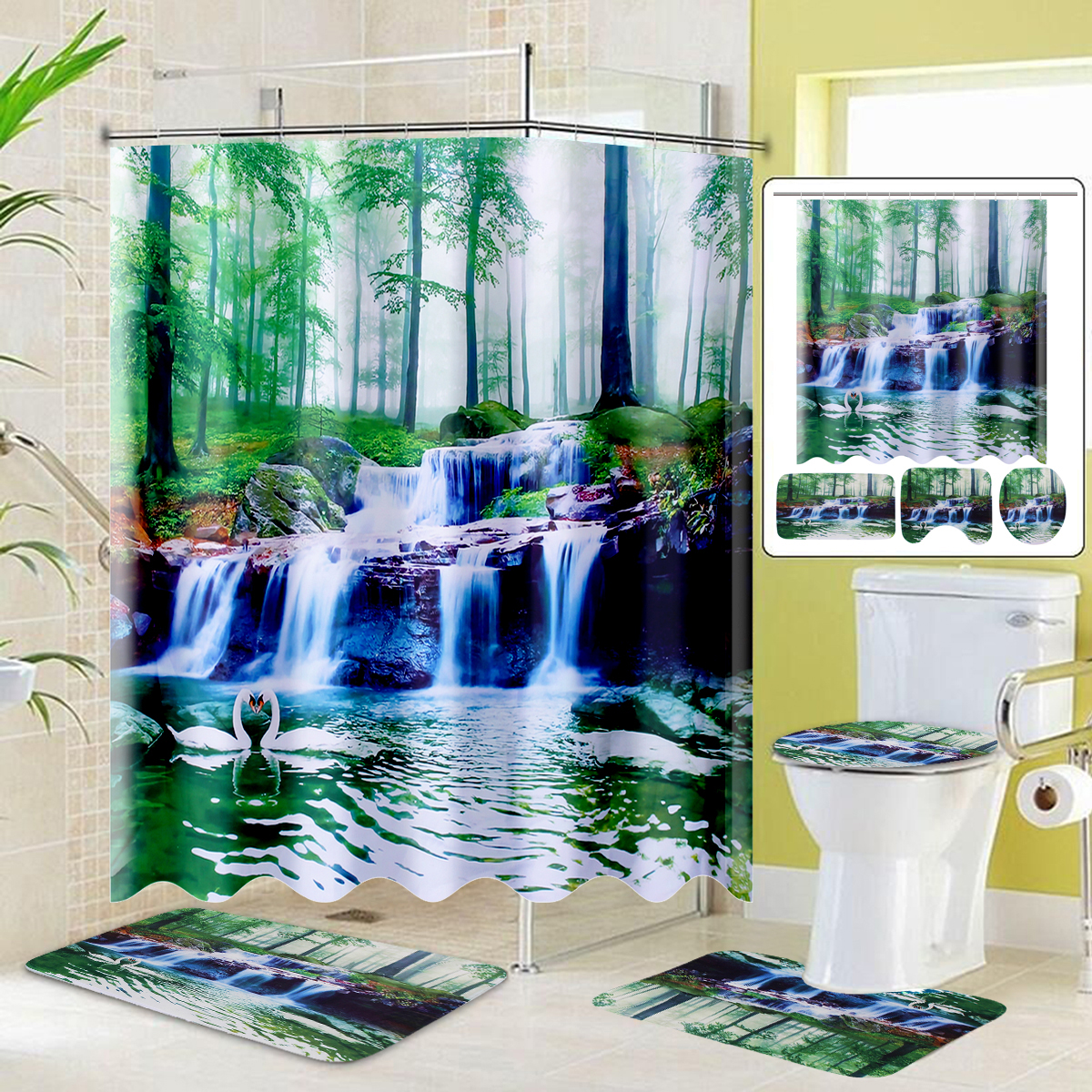 134Pcs-Shower-Curtain-Bath-Mat-Toilet-Lid-Bath-Carpet-Bath-Rugs-Carpet-1806582-4