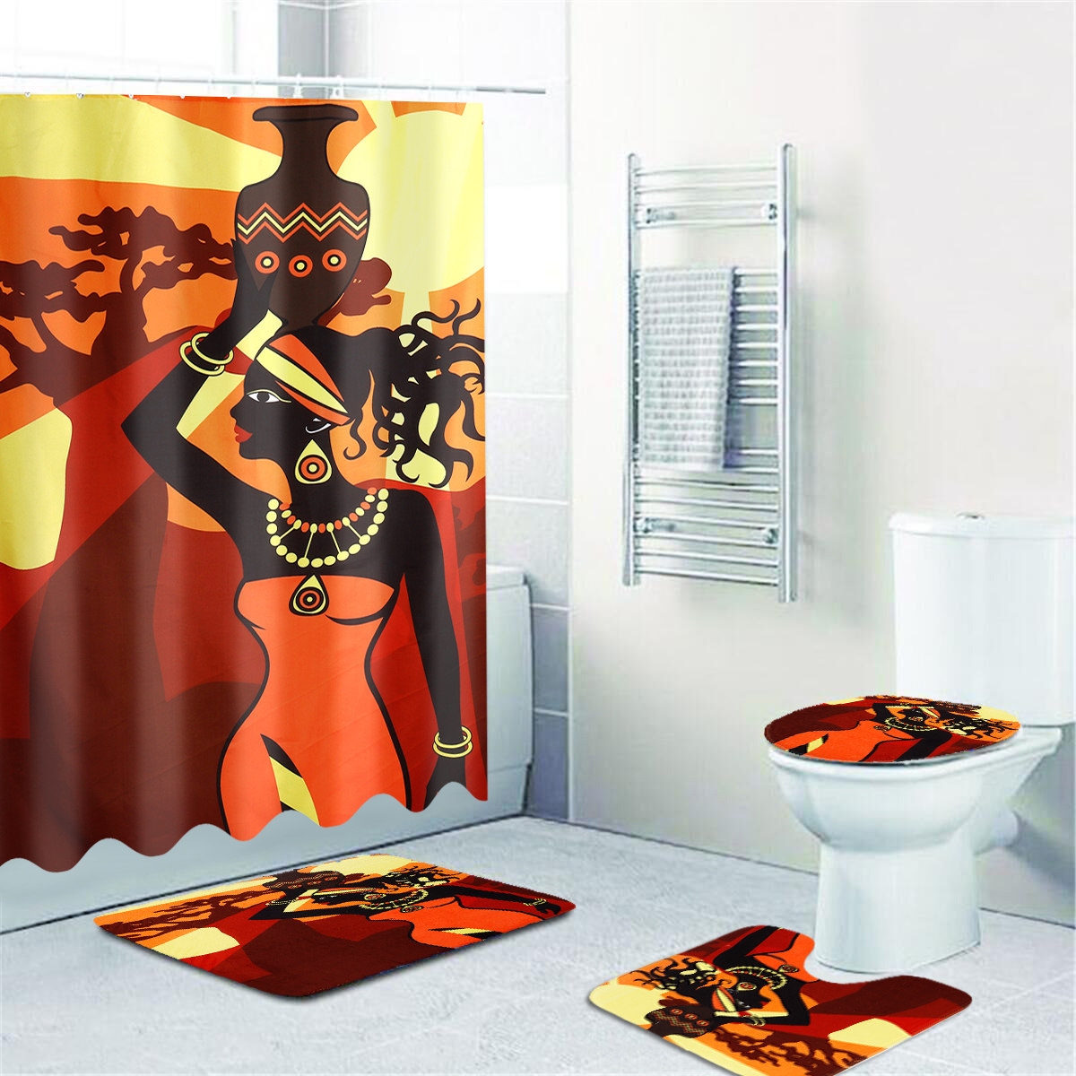 180x180CM-African-Women-Waterproof-Shower-Curtain-Set-with-Rugs-Non-Slip-Bathroom-Mat-Toilet-Rug-Bat-1924763-2