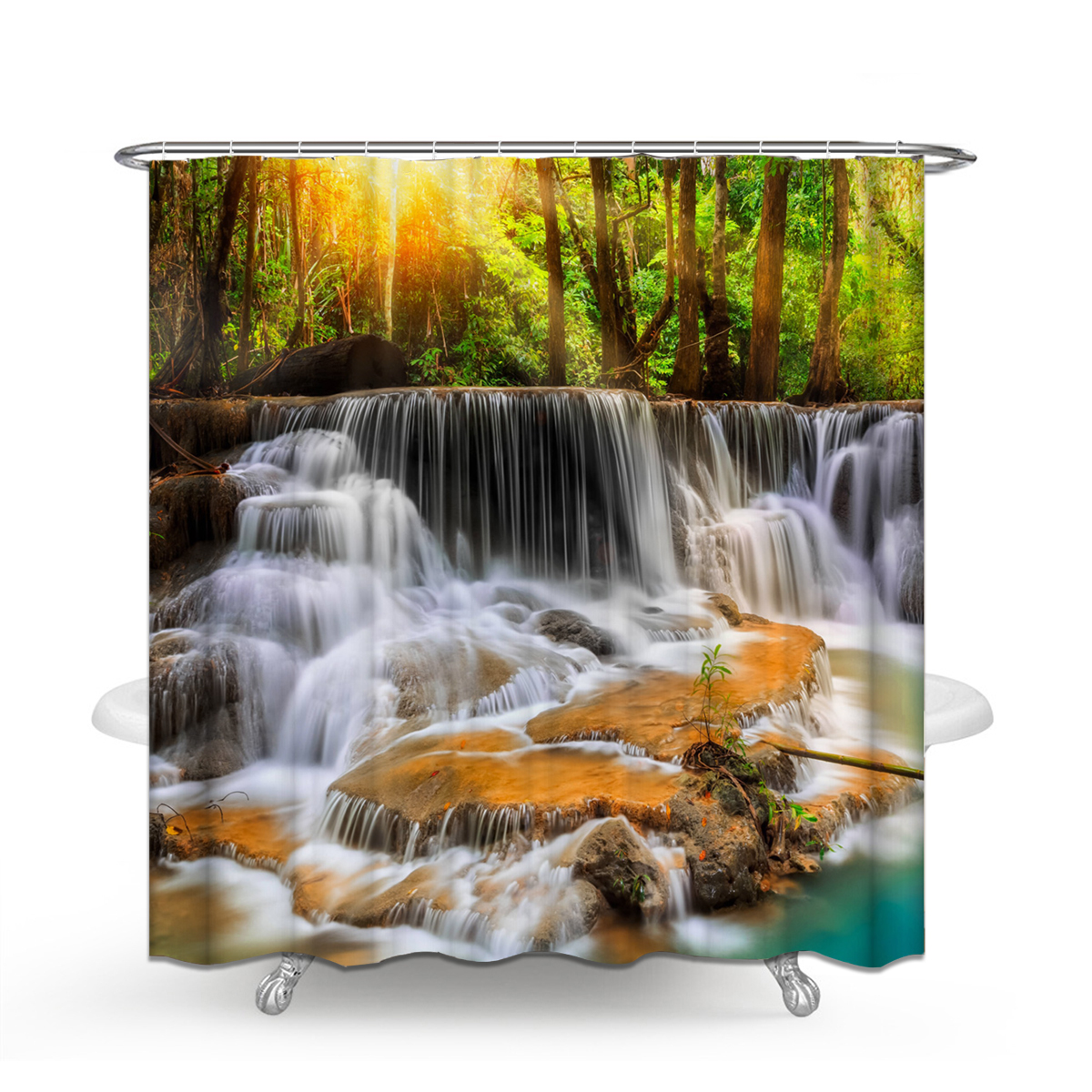 180x180CM-Waterfall-Printing-Waterproof-3PCS-Toilet-Cover-Mat-Non-Slip-Rug-Set-1920569-3