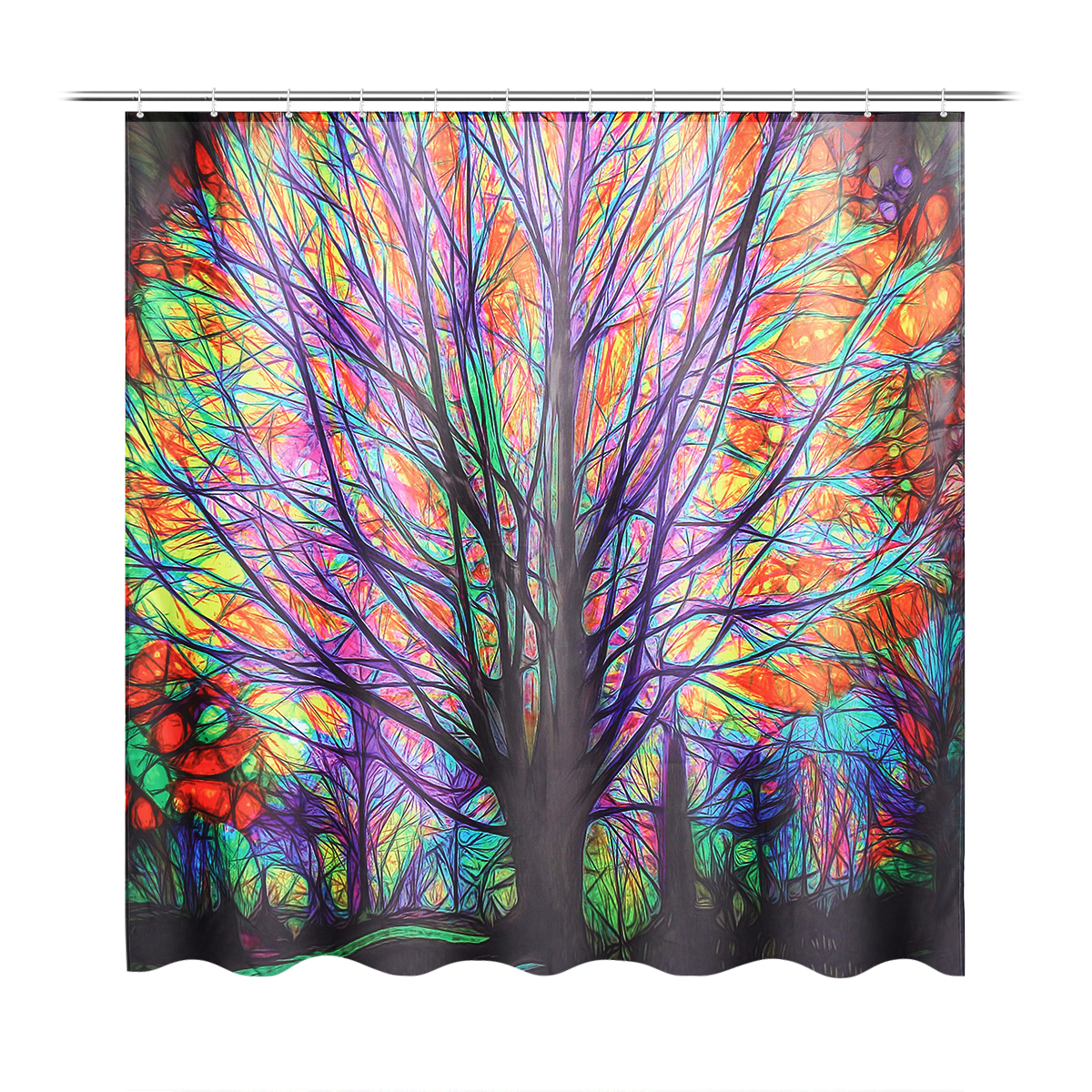 180x180cm-Colorful-Tree-Leaves-Waterproof-Bathroom-Shower-Curtain-w-12-Hooks-1558895-1