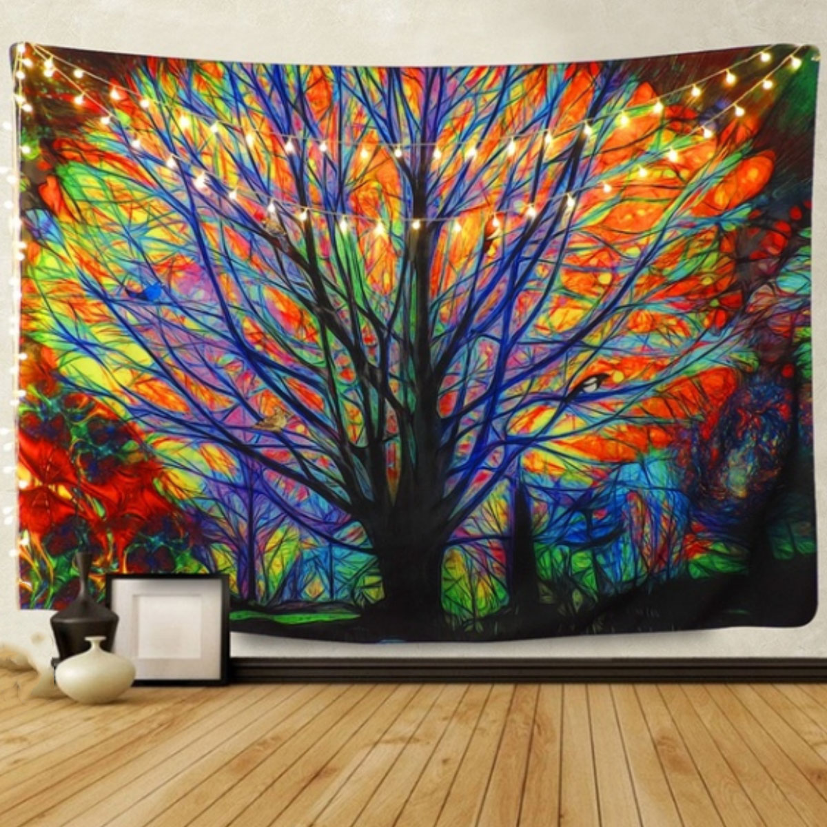 180x180cm-Colorful-Tree-Leaves-Waterproof-Bathroom-Shower-Curtain-w-12-Hooks-1558895-6
