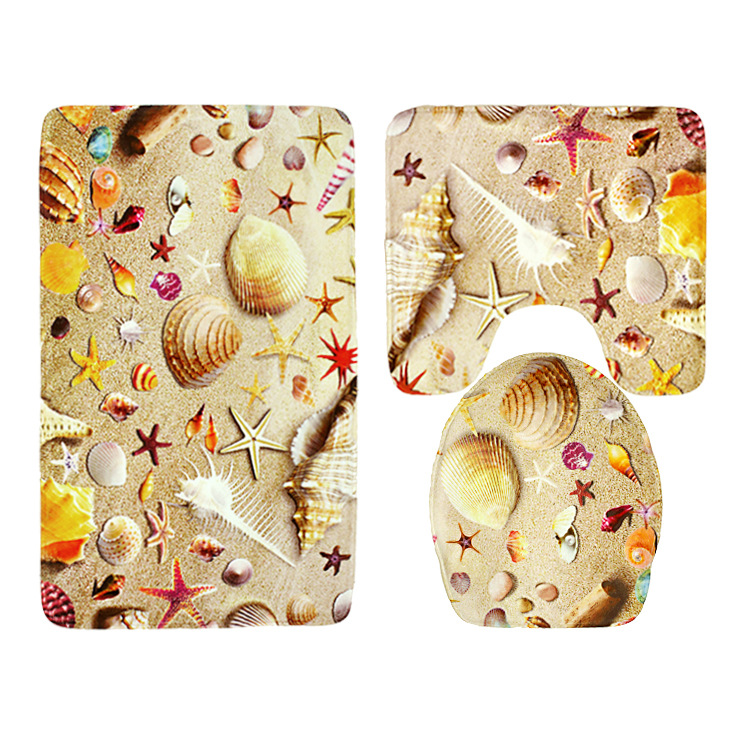 3-Sets-Starfish-Shell-Toilet-Carpet-Bathroom-Non-Slip-Pad-Toilet-Seat-Cushion-Fabric-1122967-1