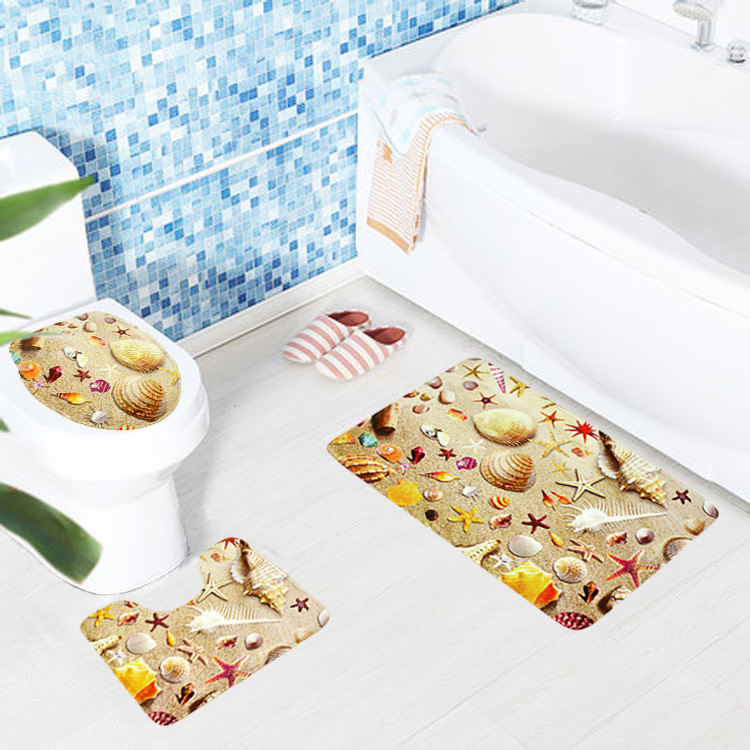 3-Sets-Starfish-Shell-Toilet-Carpet-Bathroom-Non-Slip-Pad-Toilet-Seat-Cushion-Fabric-1122967-2