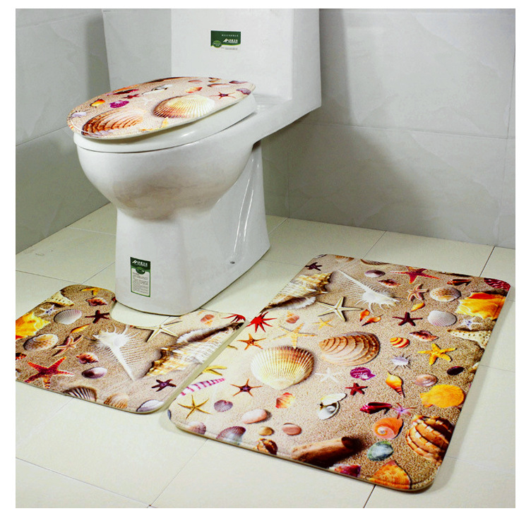 3-Sets-Starfish-Shell-Toilet-Carpet-Bathroom-Non-Slip-Pad-Toilet-Seat-Cushion-Fabric-1122967-3