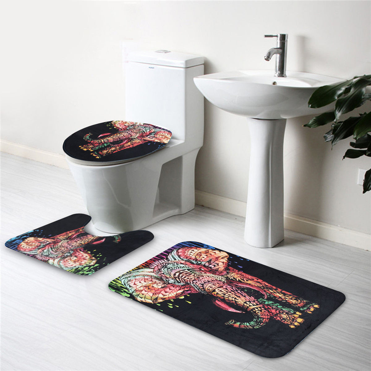 3PCS-Anti-slip-Africa-Elephant-Bath-Mat-Set-An-tiski-Water-Absorption-Pedestal-Rug-Lid-Toilet-Cover--1726074-1