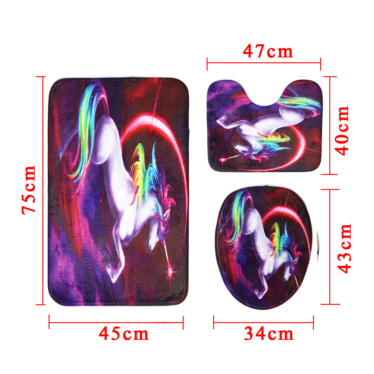 3PCS-Colorful-Horse-Bathroom-Non-Slip-Pedestal-Rugs-Pads-Lid-Toilet-Seat-Covers-Bath-Mats-1415899-12