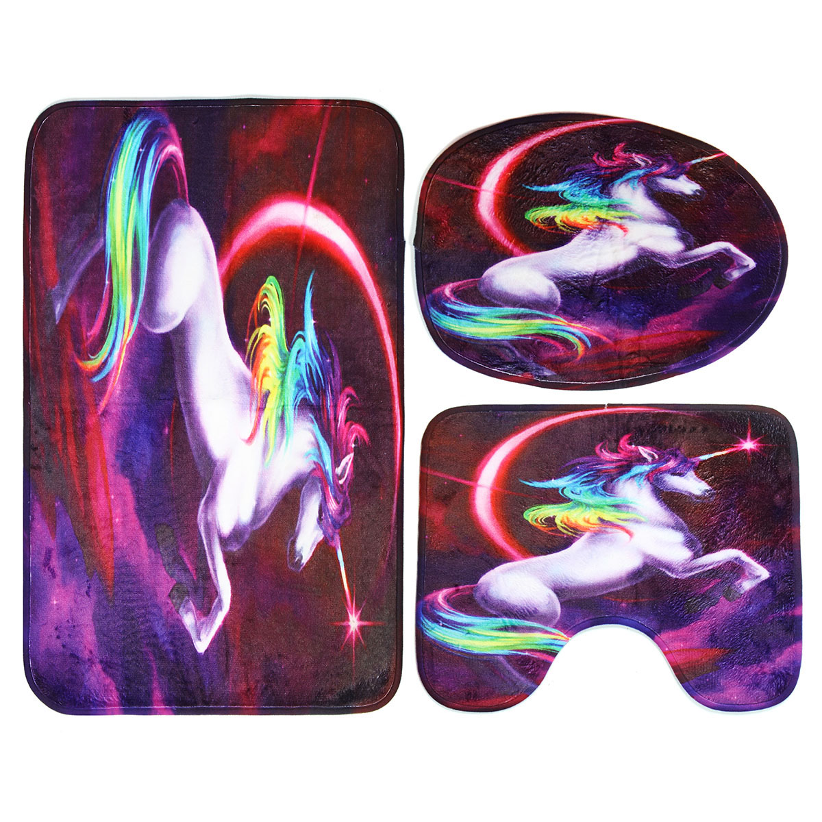 3PCS-Colorful-Horse-Bathroom-Non-Slip-Pedestal-Rugs-Pads-Lid-Toilet-Seat-Covers-Bath-Mats-1415899-4