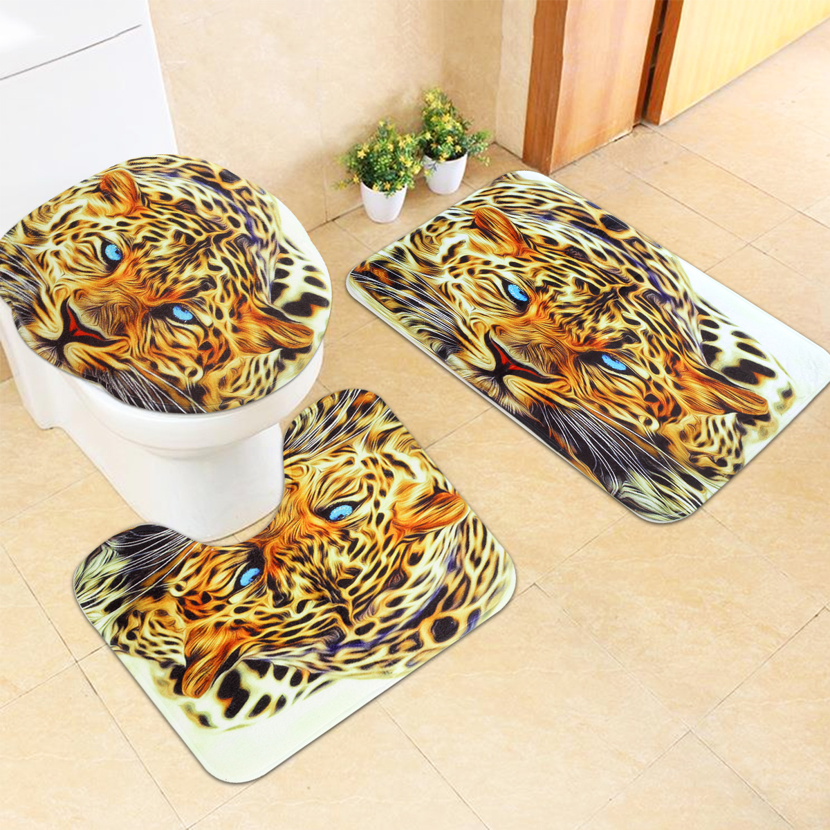 3PCS-Leopard-Panttern-Home-Bathroom-Anti-slip-Carpet-Pad-Rug-Toilet-Seat-Covers-Mat-Set-1426723-2