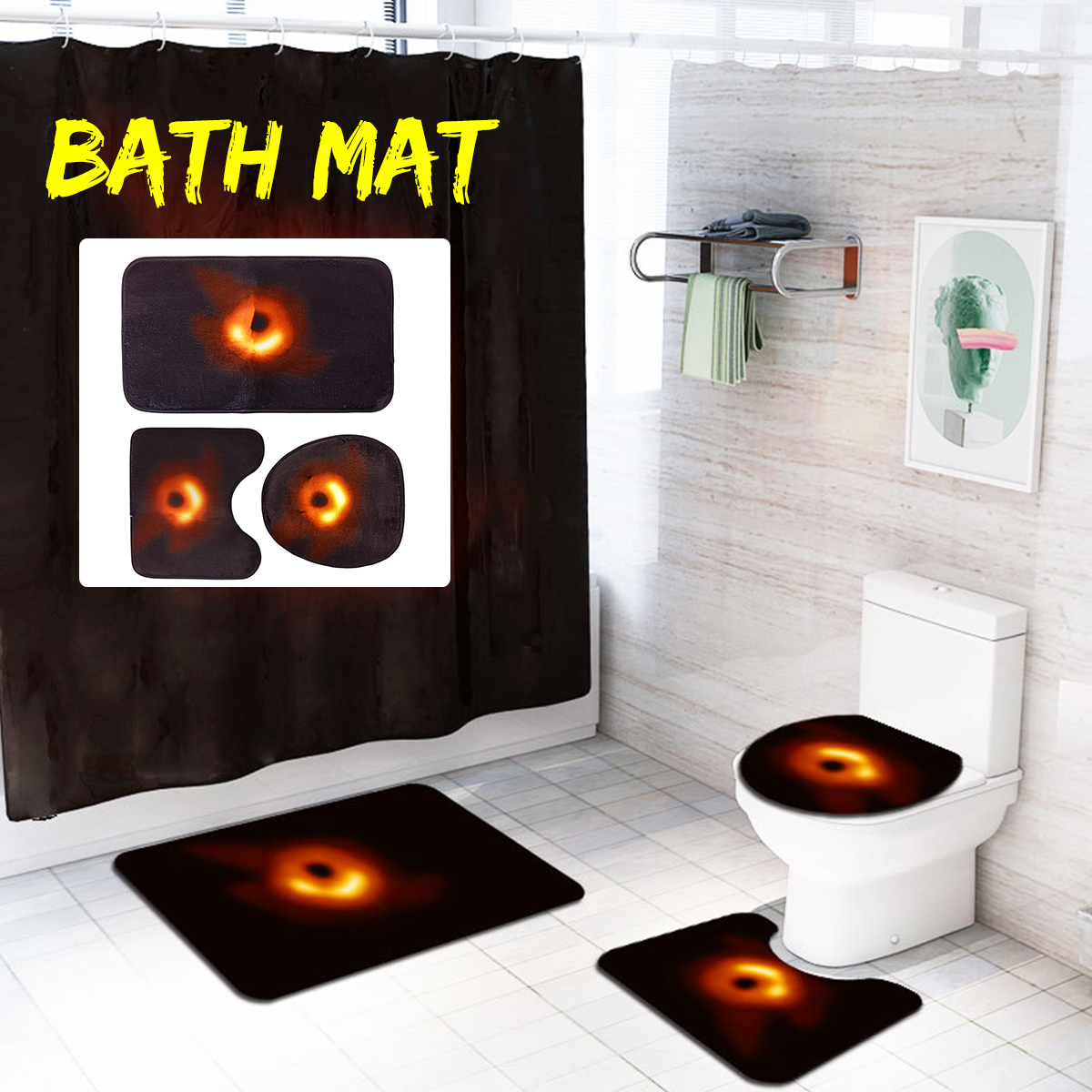 3Pcs-Bath-Mat-Pedestal-Non-Slip-Toilet--Lid-Black-Cover-Shower-Bathroom-Rug-Set-Carpet-1595521-1