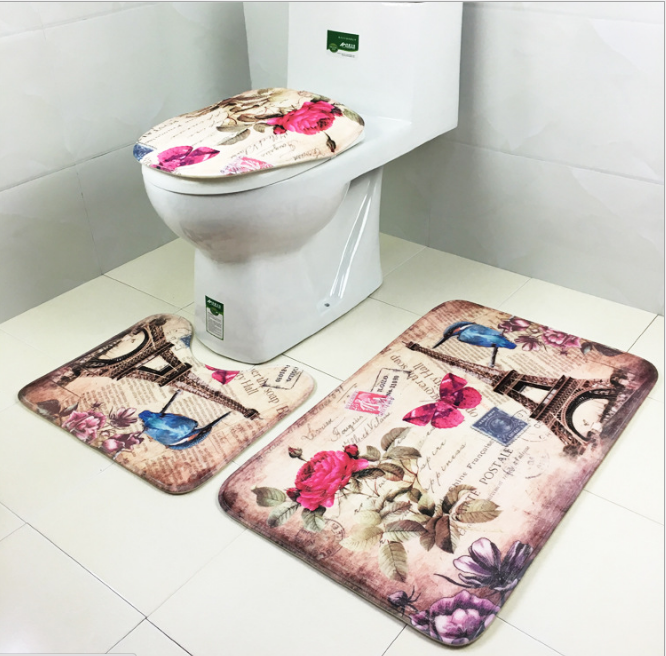 3Pcs-Bathroom-Eiffel-Non-Slip-Carpet-Pedestal-RugLid-Toilet-CoverBath-Carpet-1137472-6