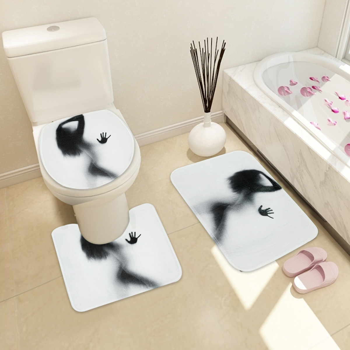 3PcsSet-Bathroom-Rug-Mats-Female-Shadow-Anti-slip-Carpet-Shower-Toilet-Rug-Floor-Mat-1373081-2