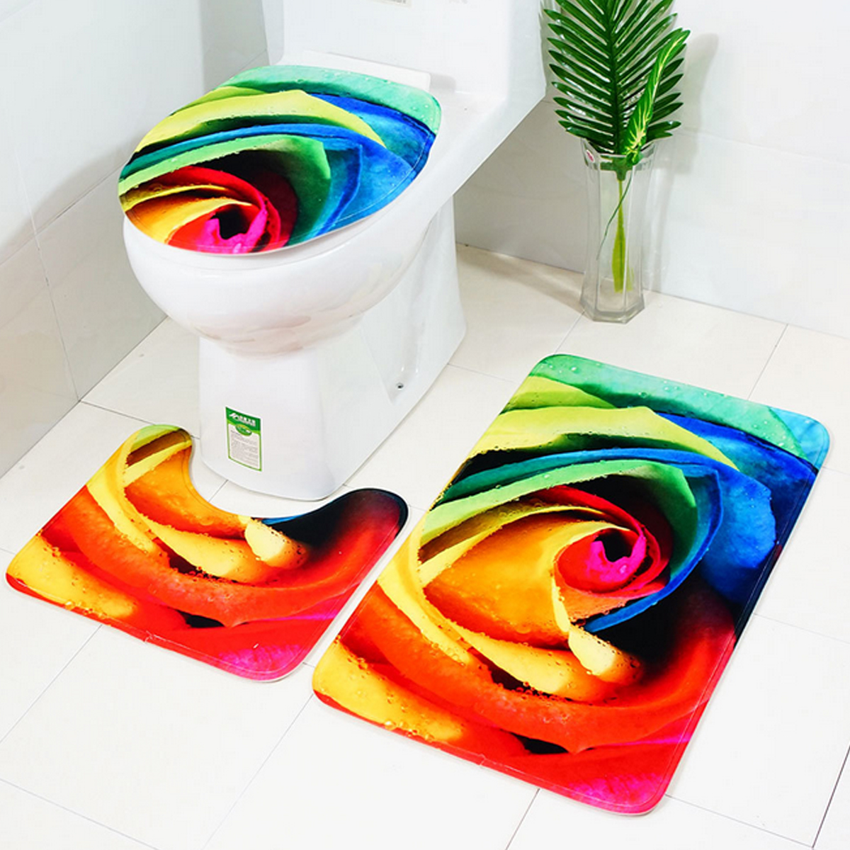 3pcs-3D-Rose-Bathroom-Floor-Mat-Set-Anti-Slip-Rug-Shower-Bath-Mat-Toilet-Lid-Cover-1572758-4