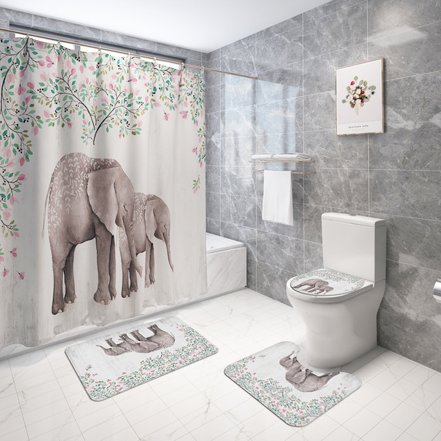 3pcs-Anti-slip-Bath-Rug-Elephant-Mat--Bathroom-Mat-Set-Bathroom-1707037-1