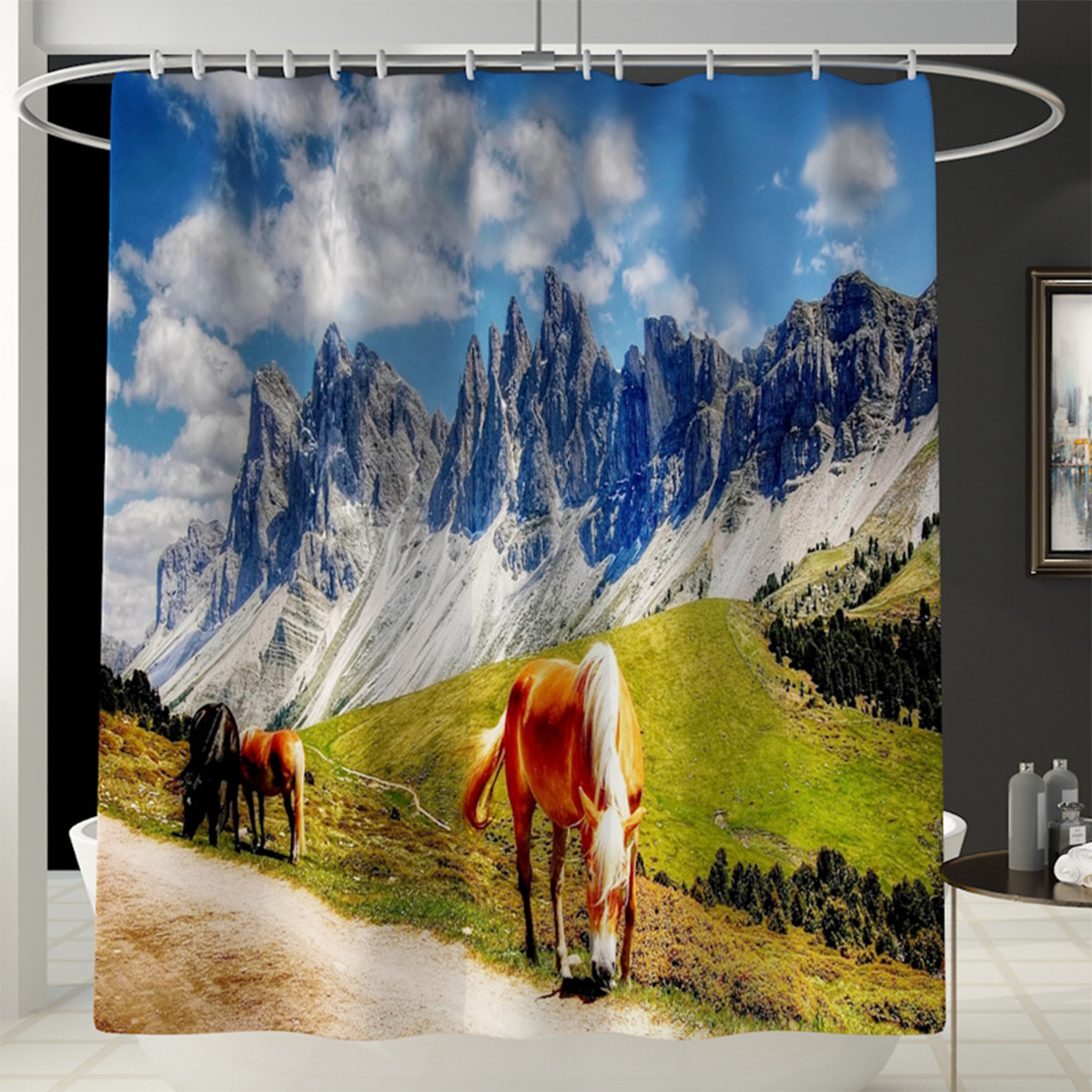 431PCS-Horse-Bathroom-Rug-Shower-Curtain-4pcs-Skidproof-Toilet-Lid-Cover-Bath-Mat-Rug-Set-1633561-3