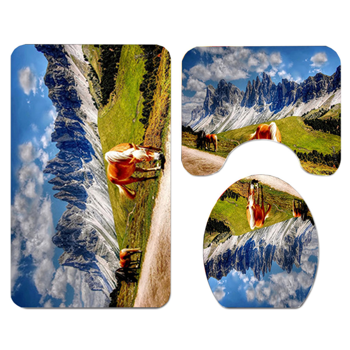 431PCS-Horse-Bathroom-Rug-Shower-Curtain-4pcs-Skidproof-Toilet-Lid-Cover-Bath-Mat-Rug-Set-1633561-4