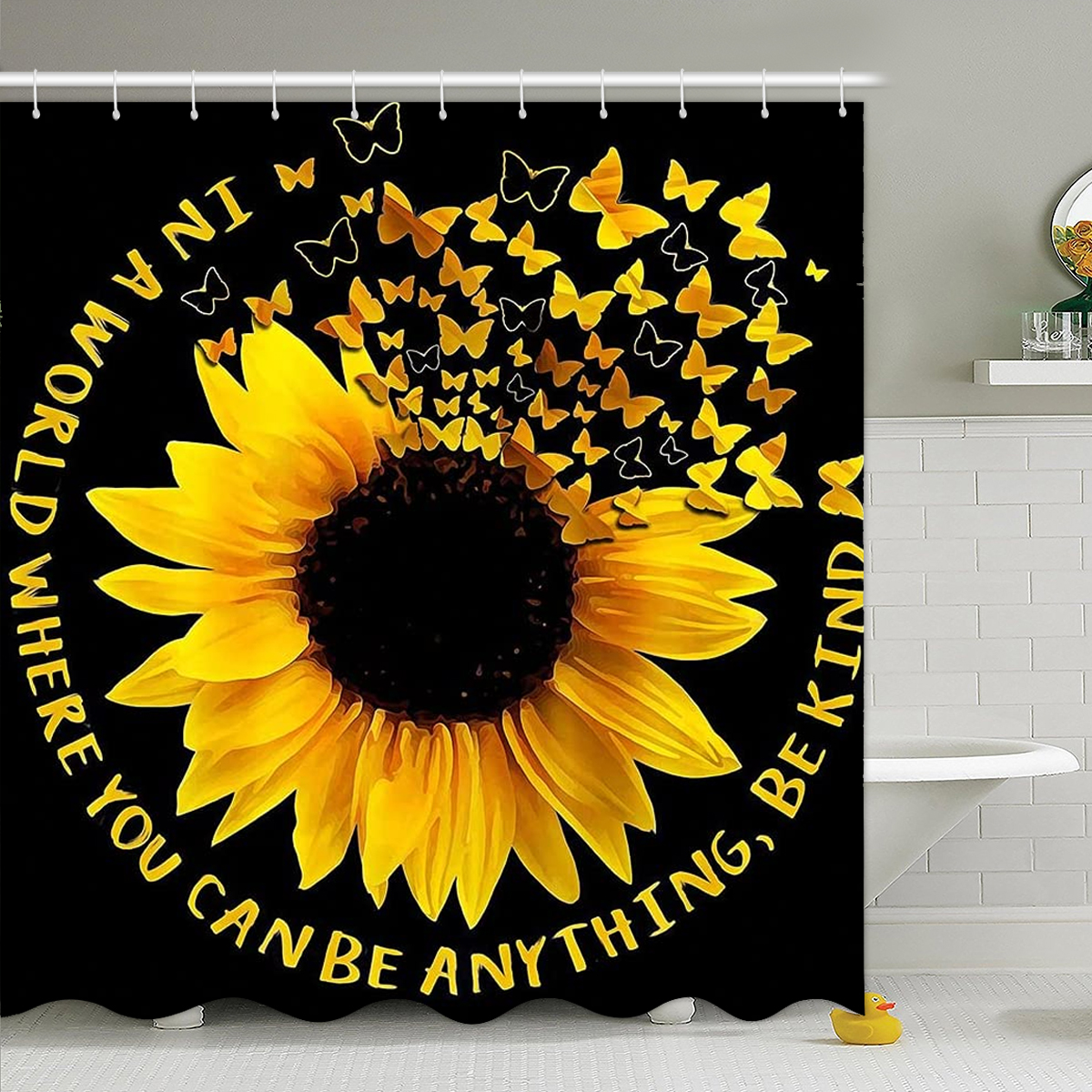 4PCS-Sunflower-Printing-Waterproof-Shwoer-Curtain-Set-Anti-slip-Dustproof-Bath-Toilet-Seat-Cover-Lid-1927263-3