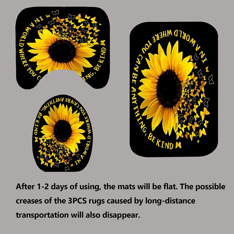 4PCS-Sunflower-Printing-Waterproof-Shwoer-Curtain-Set-Anti-slip-Dustproof-Bath-Toilet-Seat-Cover-Lid-1927263-5