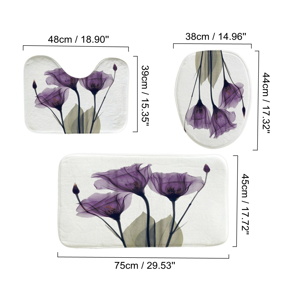 4Pcs-Waterproof-Home-Bathroom-Bath-Mat-Set-Anti-Slip-Rugs-Toilet-Lid-Cover-Shower-Curtain-1526083-7