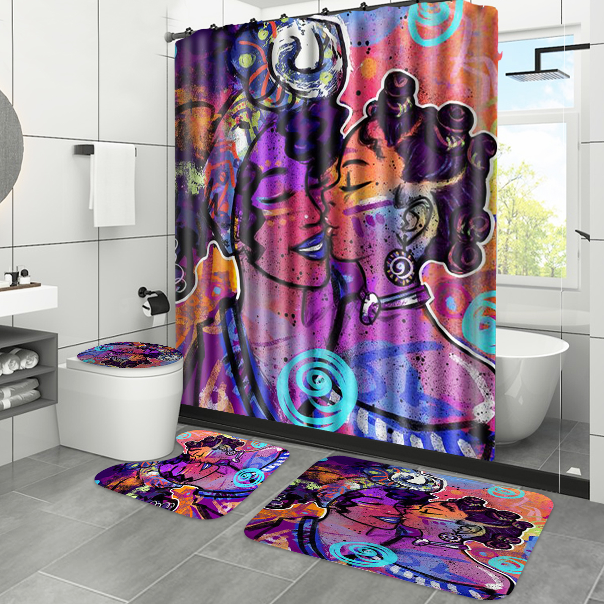 Bathroom-Shower-Curtain-Bath-Mat-Toilet-Cover-Rug-Decor-Set-Non-Slip-Waterproof-1814610-2