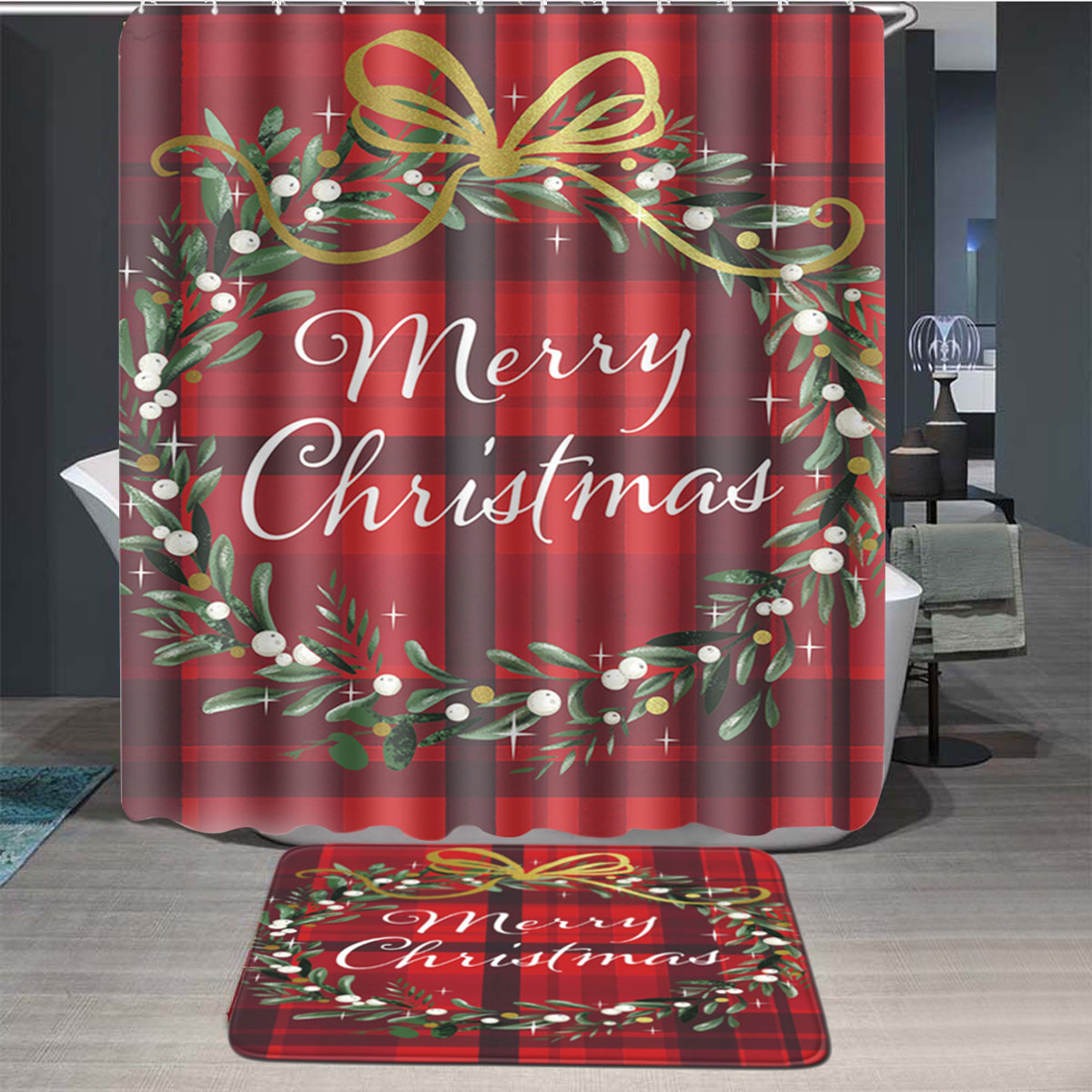 Bathroom-Shower-Curtain-Pedestal-Rug-Lid-Toilet-Cover-Christmas-Bath-Mat-Decor-1806584-4