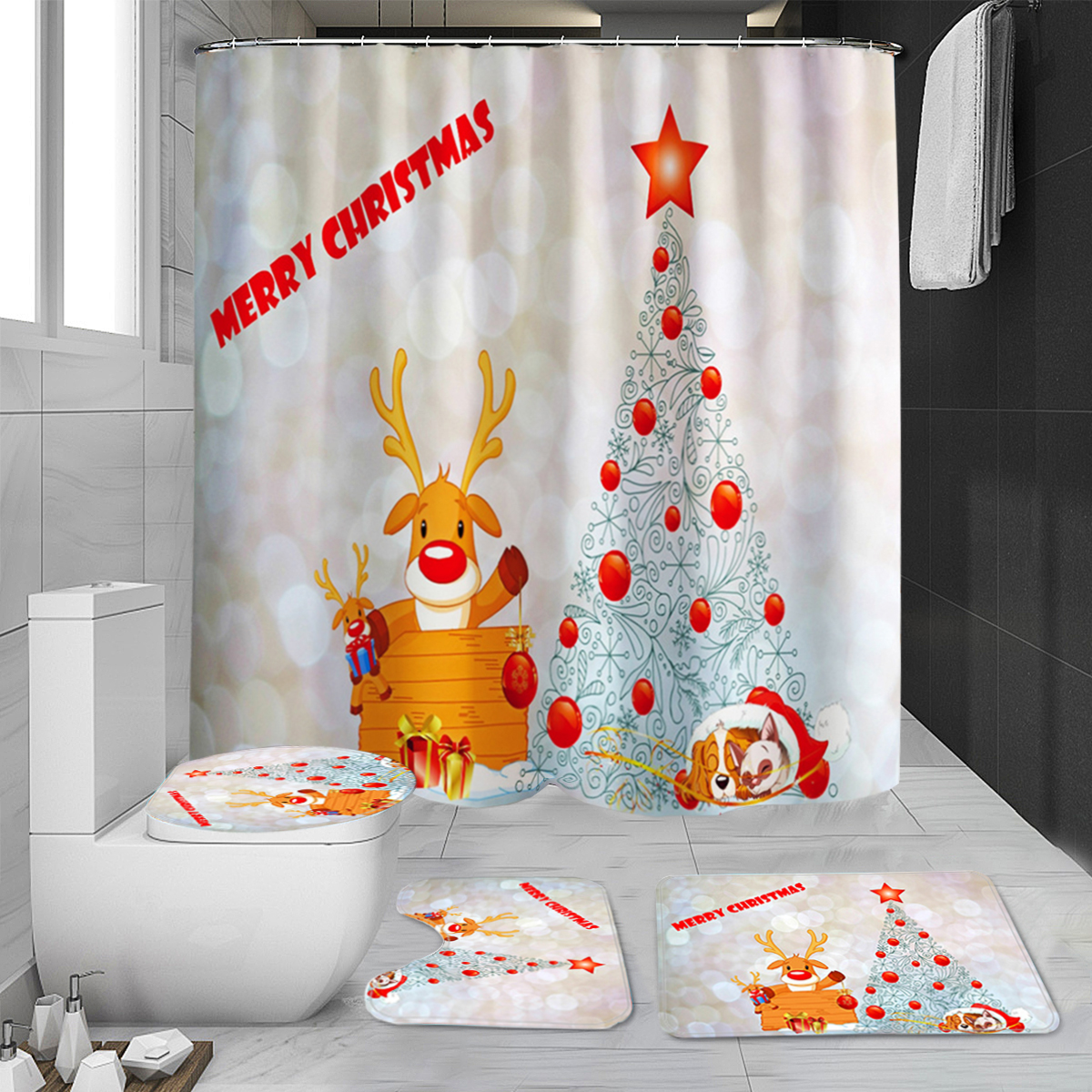 Christmas-Tree-Xmas-Bathroom-Shower-Curtain-Toilet-Cover-Rug-Floor-Bath-Mat-1818013-5