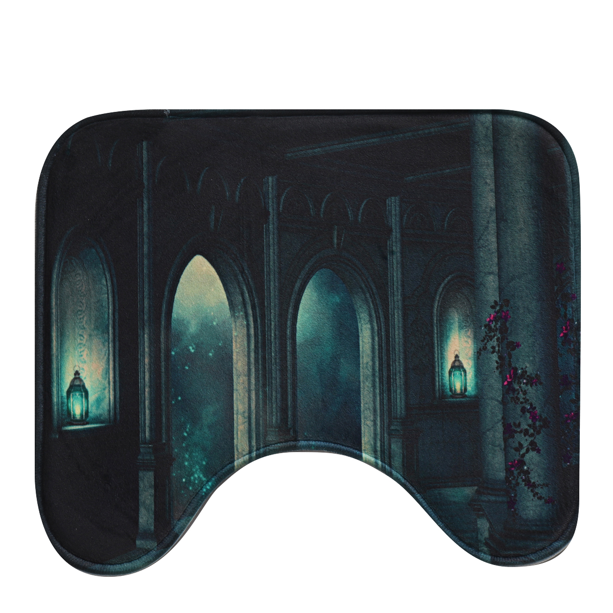 Dark-Castle-Printed-Waterproof-Shower-Curtain-Anti-slip-Toilet-Mat-Carpet-Set-1925460-7