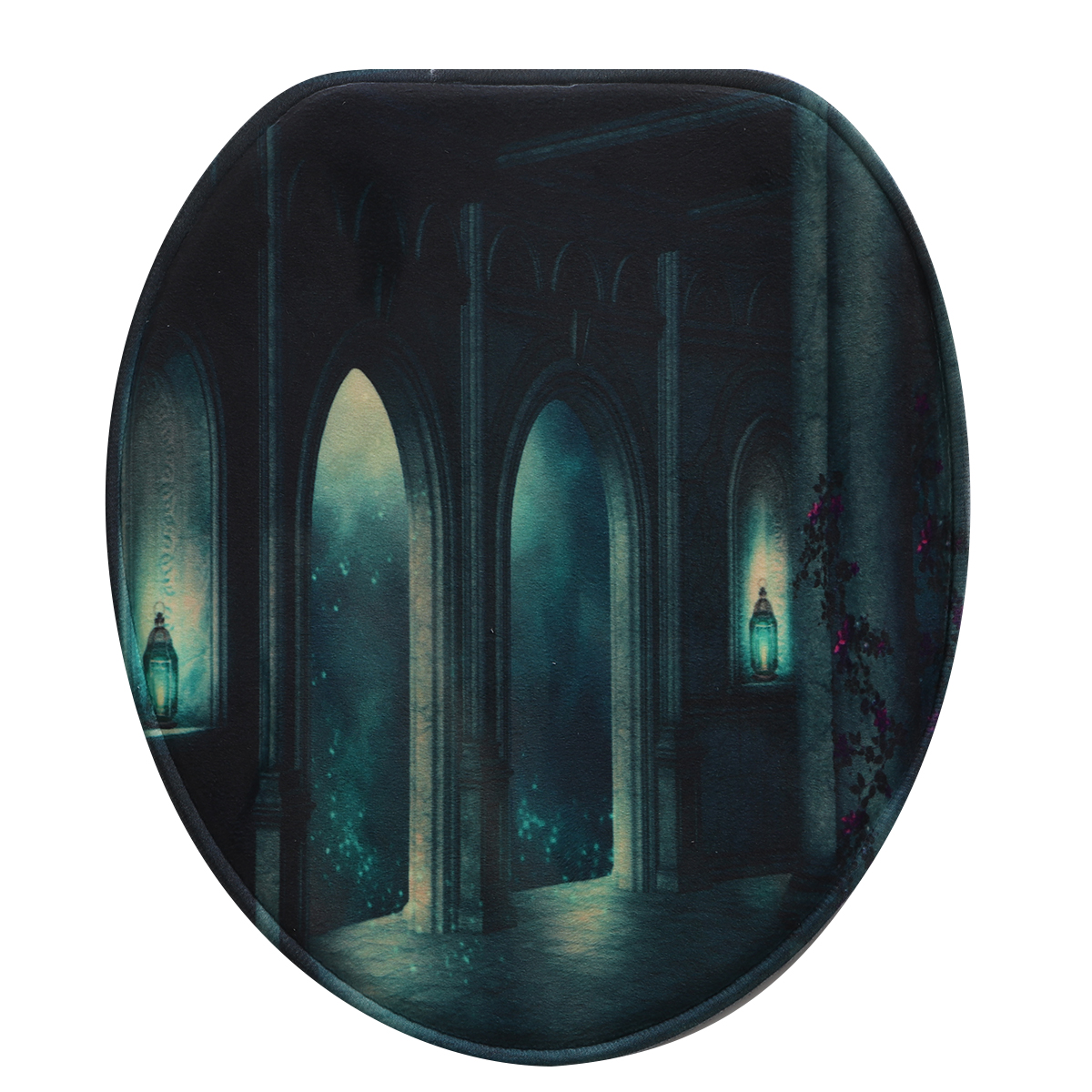 Dark-Castle-Printed-Waterproof-Shower-Curtain-Anti-slip-Toilet-Mat-Carpet-Set-1925460-8