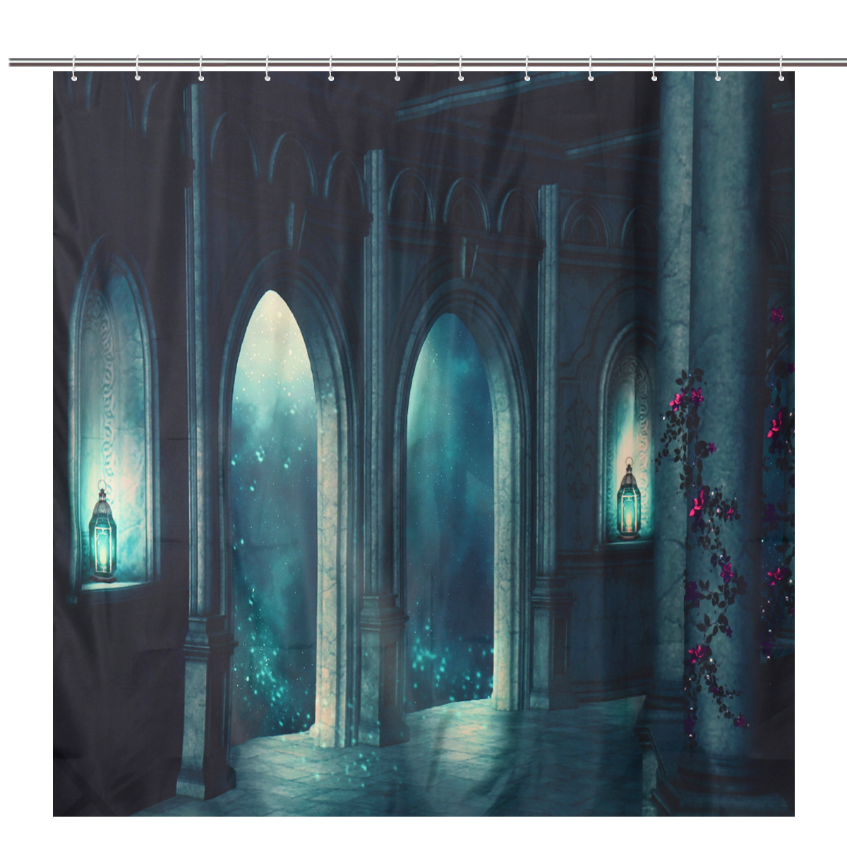 Dark-Castle-Printed-Waterproof-Shower-Curtain-Anti-slip-Toilet-Mat-Carpet-Set-1925460-10