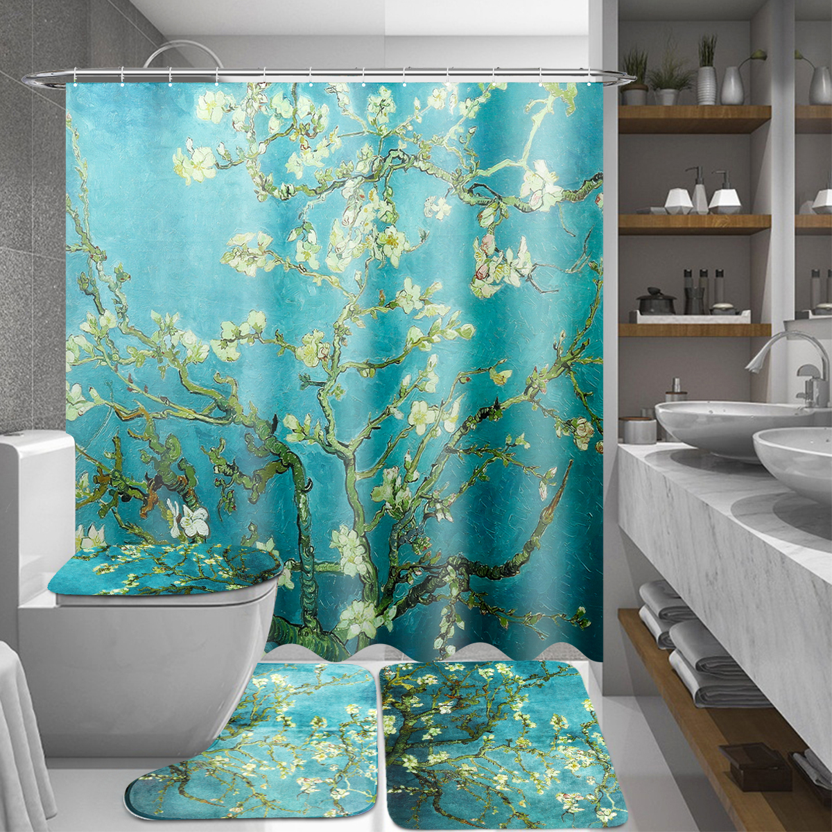 Flower-Waterproof-Shower-Curtain-Waterproof-Polyester-Fabric-Bathroom-Curtains-for-12-Hooks-1552627-1