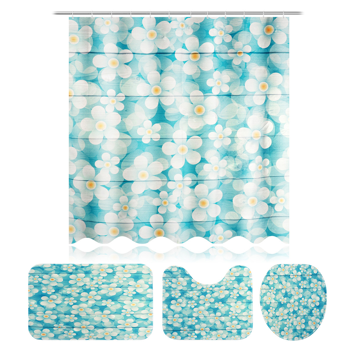Freehand-Small-Flower-Shower-Curtain-Set-Wear-resistant-Toilet-Seat-Cushion-Toilet-Lid-Cover-Bath-Ma-1925461-12