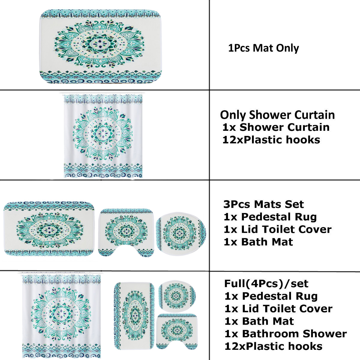 Mandala-Waterproof-Shower-Curtain-Non-Slip-Rug-Toilet-Cover-Bath-Mat-Set--for-Home-Bathroom-Decor-1843173-7