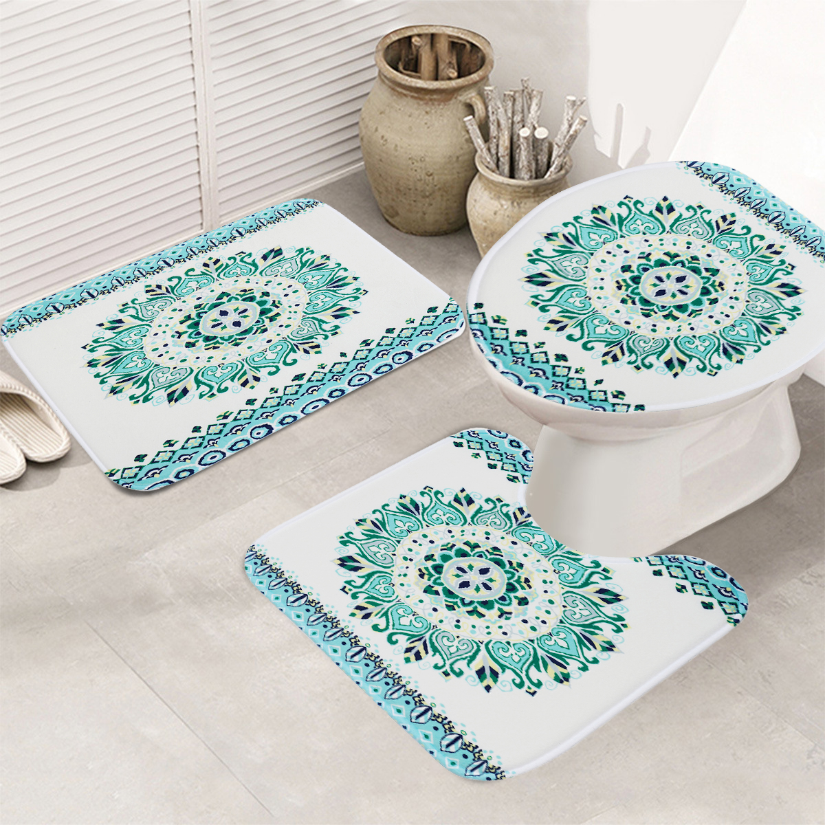 Mandala-Waterproof-Shower-Curtain-Non-Slip-Rug-Toilet-Cover-Bath-Mat-Set--for-Home-Bathroom-Decor-1843173-10