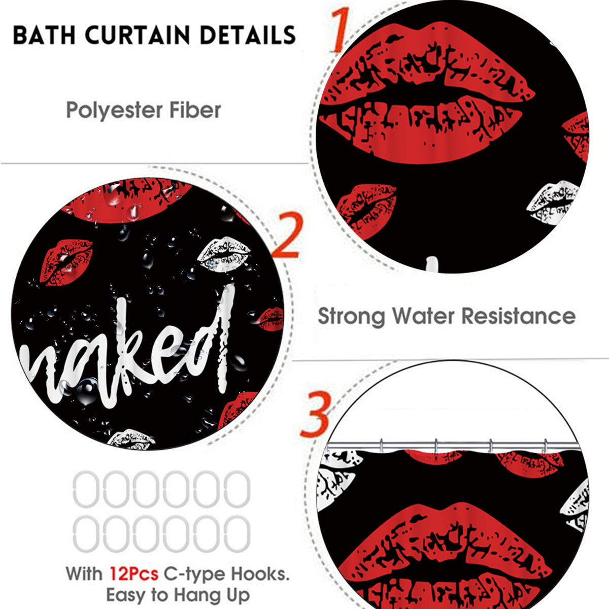 Red-Funny-Mouth-Bathroom-Shower-Curtian-Set-Waterproof-Toilet-Lid-Cover-Pedestal-Rug-Non-slip-Bath-M-1887836-7